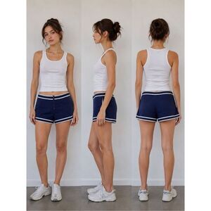 South Point Vintage Navy Blue Athletic Shorts Women’s Approx Size M/L Retro Zip